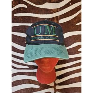 Vintage 90s University of Miami Split Bar Snapback Hat Hurricanes Canes The Game
